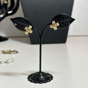 Gold Tone Pierced X Shaped Stud Post Earrings